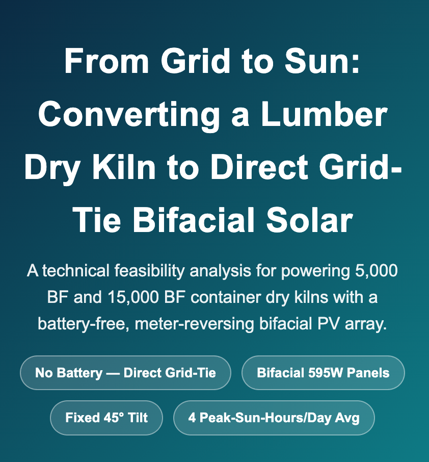 Using Solar PV Panels for Kiln Power Direct Grid Meter Reversing Savings