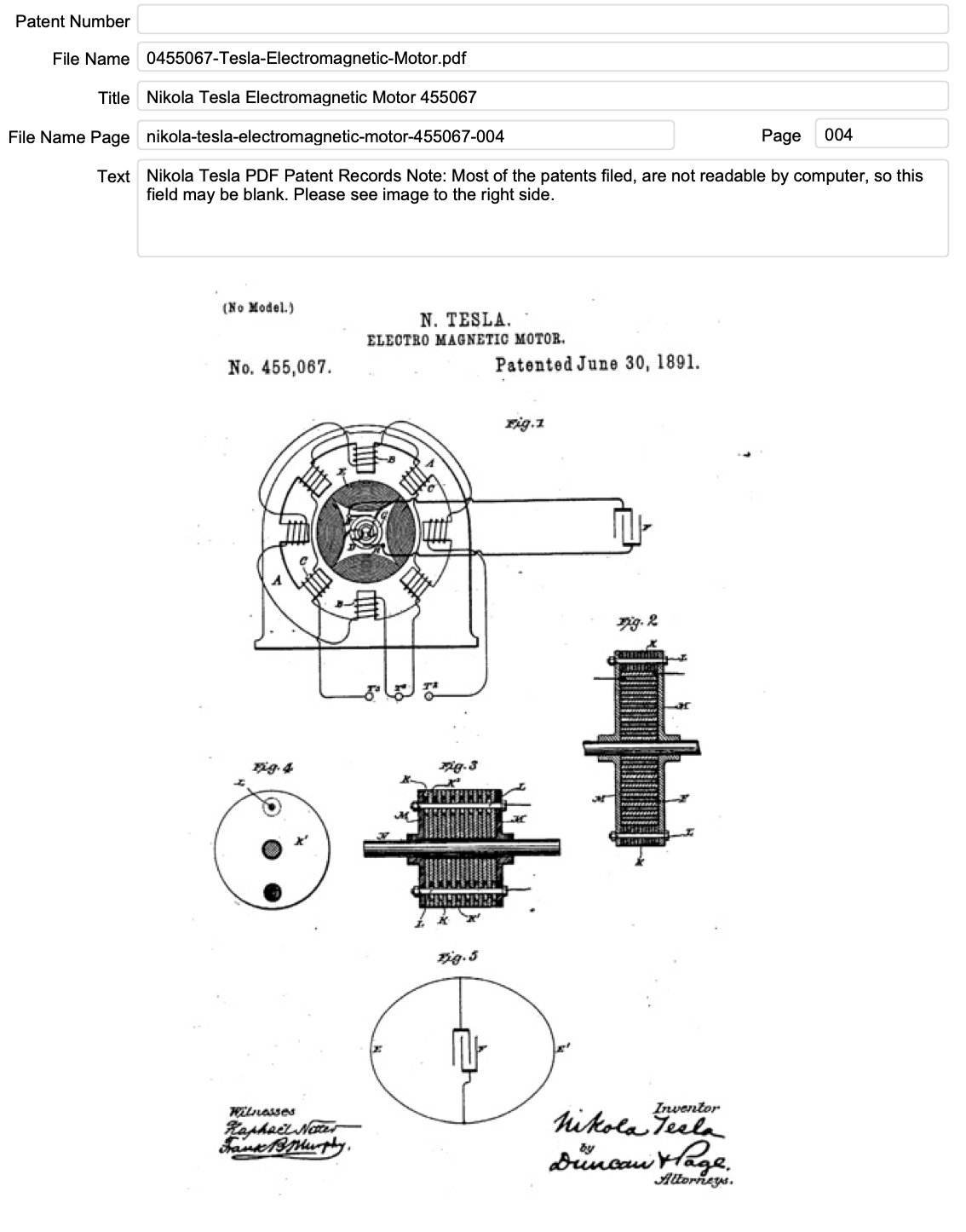Nikola Tesla Patents Filemaker Solution 